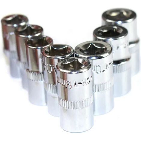 LAOA Jeu de douilles en acier hexagonale à manches courtes, 8 pièces 1/4'' 5-12mm lecteur cr-v, clé à cliquet manchon miroir tête de douille hexagonale (1/5)