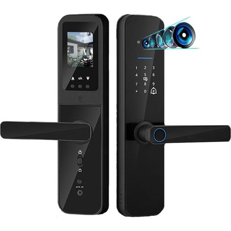 Serrure de Porte Intelligente, caméra biométrique électronique numérique, Serrure d'entrée sans clé à Empreintes digitales, for hôtel et Appartement (1/5)