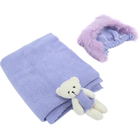 Ensemble de poupée et bonnet en coton pour photographie de bébé (poupée et bonnet violet clair) (1/5)