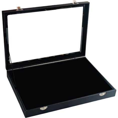 Schwarze Samt-Glas-Ringvitrine – Aufbewahrungsschale – großer Präsentationsständer (1/5)