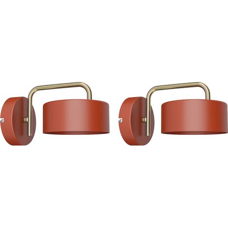 Lot de 2 appliques murales style vintage en métal - L. 25 x H. 14.4 cm - Terracotta et doré - OTILIE (1/4)