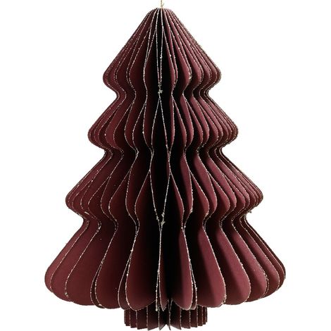 Kaemingk – Suspension de Noël sapin en papier bordeaux (Maroon) pailleté avec attache – Papier, Ø 11,25 cm, H env. 15 cm (1/2)