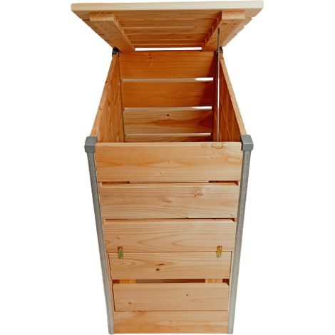 Composteur 246L en bois non traité – Système d'ouverture simplifié – Dimensions 80cm x 45cm x 82cm – Pour petits espaces – Mon Petit Potager (1/5)
