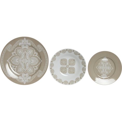 Vajilla Set 18 Porcelana 27X27X2 Delhi Beige (1/5)