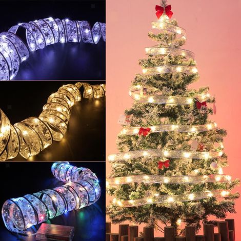 Ruban Lumineux LED - 4 M - 40 LED - Fonctionne sur Piles - Pour Décoration Intérieure Extérieure - Arbre de Noël Cadeau Boîte DIY - Argent (1/5)
