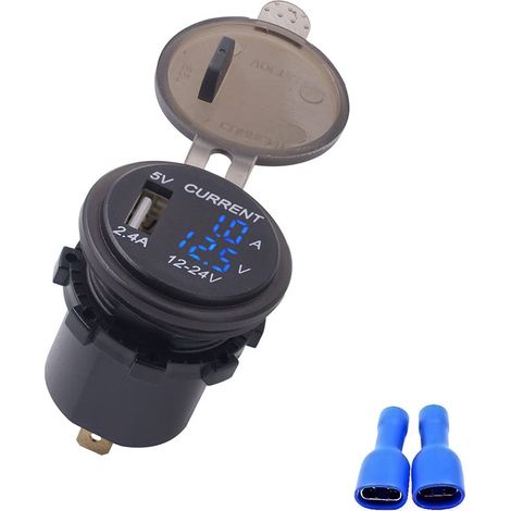 MASO 12V/24V Voltmètre Numérique LED avec Ampèremètre et Port USB pour Voiture Moto Bateau Yacht (1/5)