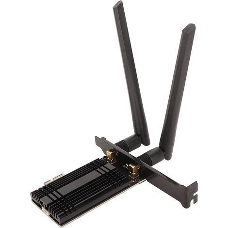 Carte Wi-Fi PCIe AX210 WiFi 6E avec Bluetooth 5.3, dissipateur thermique et 2 antennes (6 GHz, 5,8 GHz et 2,4 GHz) pour Windows 10 et 11. (1/5)