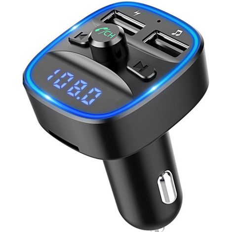 T25 Series Car MP3 Bluetooth Player Car Charger Fast Charger T25Q Bluetooth Hands-free FM Transmitter -- T25 (Blue Ambient Light) (1/4)