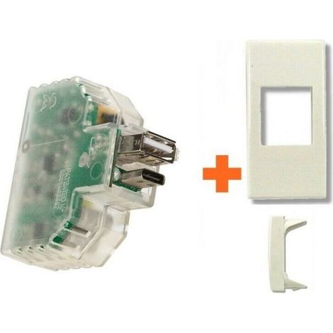 Keystone caricatore carica tutto USB A+C incasso compatibile Legrand Cross Bianca
