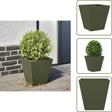 Pflanzkübel Olivgrün 30x30x30 Stahl - Pflanzkübel - Blumenkübel - Pflanzgefäß - Blumenkasten