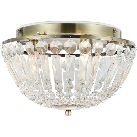 Plafonnier estelle cristal laiton antique g9 ip44 salle de bain 3 lumieres 20w - markslojd 218157937 218157937 (1/3)