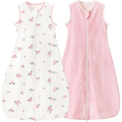 Sac de Couchage pour Bébé 0.5 TOG, 100% Coton, Gigoteuse Douce et Respirante d'Été, Sac de Couchage 0.5 TOG pour Nouveau-Né et Tout-Petit, Feuilles (1/5)
