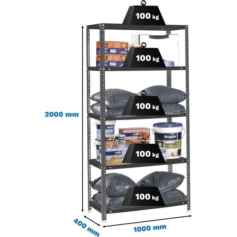 Simonrack Regalsystem Anthrazit 5 Regale 2000x1000x400 mm