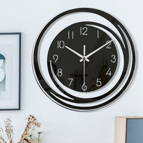 Moderne Wanduhr 30x30 cm – Geräuschlos mit schleichendem Uhrwerk – Robustes Acryl mit verspiegelter Oberfläche – Für Wohn- und Schlafzimmer (1/5)