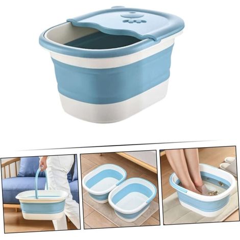 1 Pc bain de pied seau de massage des pieds tasses de fête sur la plage baignoire pliable bassin de trempage des pieds de voyage bassin de trempage des pieds pliant grande paille (1/5)