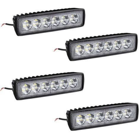 4 X 18W LED phares de travail barre lumineuse phare de travail - LED feux auxiliaires IP67 aluminium pour réflecteur tracteur agricole tout terrain- (1/5)