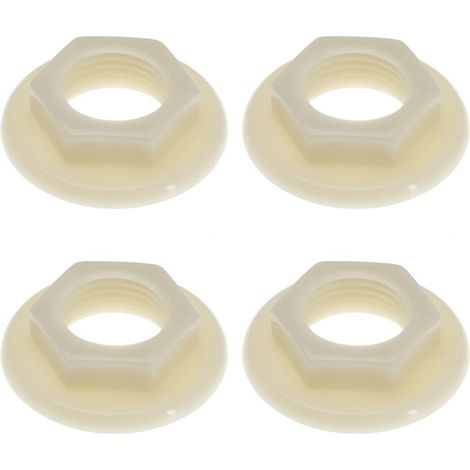 4pcs Écrou Arrière de Robinet d\'évier 1/2" BSP en Plastique pour Robinets de Lavabo Salle de Bain Mélangeurs Écrous Arrière à Bride à Face Ronde Outils Domestiques, Blanc (1/5)