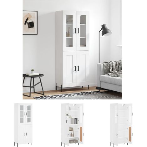 Stauraum - vidaXL Highboard Weiß 69,5x34x180 cm Holzwerkstoff - Wandhalterung (1/5)