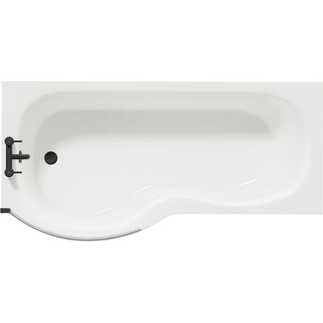 Wholesale Domestic Plage 1700mm Left Hand P Shaped Shower Bath with Matt Black Bath Screen and White Acrylic Front Bath Panel (1/5)