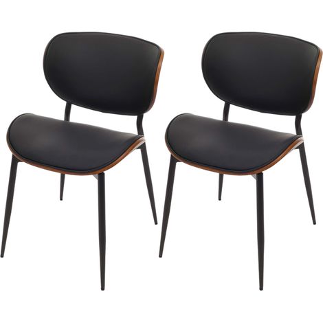 2er-Set Esszimmerstuhl HHG-233, Stuhl, Bugholz Kunstleder 280g/m² Öko-Tex MVG Walnuss-Optik, schwarz (1/5)