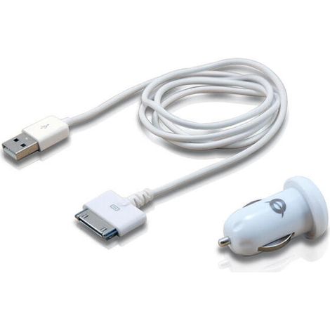 KIT APPLE CARGADOR CONCEPTRONIC PARA COCHE A 2 USB 5V 2A Y CABLE USB APPLE 1105228 (1/4)