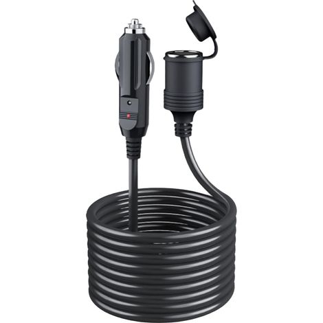 Cavo di prolunga per accendisigari da auto: cavo per accendisigari da 5 m, 12 V, cavo di prolunga per presa accendisigari con fusibile da 15 A per 12 V/24 V
