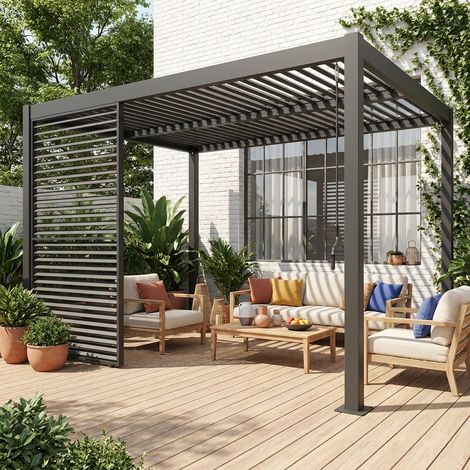 Persienne à lames orientables 130cm pour pergola bioclimatique aluminium anthracite Palace