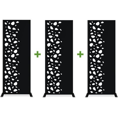 Set mit 3 dekorativen Paneelen SUNNY Schwarz H.160 cm, linke Seite mit Mustern (1/5)