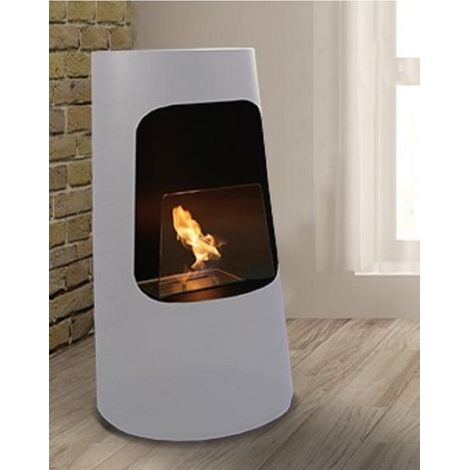 Tecno Air System DUBAI Biocamino da Pavimento 2,5 kW Bruciatore 2 L Acciaio con Vetro colore Bianco