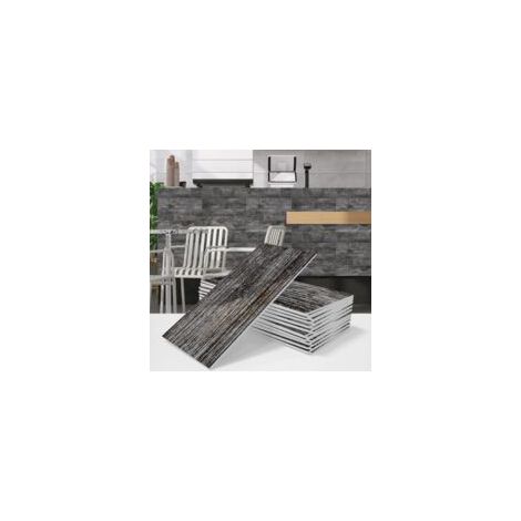 Cyslmuk – Lot de 16 stickers carrelage adhésifs décoratifs 10x20cm – Aspect bois naturel – Résistant à l'eau et à la chaleur – Pour cuisine et salle de bain