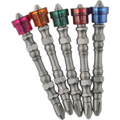PH2 Lot de 5 embouts de tournevis magnétiques en alliage d'acier à double tête 65 mm de long pour un usage professionnel (1/5)