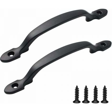 Poignée Meuble 2 Pièces Poignée de Traction de Porte Poignée de Porte d’Armoire Poignee Porte Coulissante avec Vis Poignées Noires pour Porte de Grange Armoires Jardin Remise (Noir) (1/5)