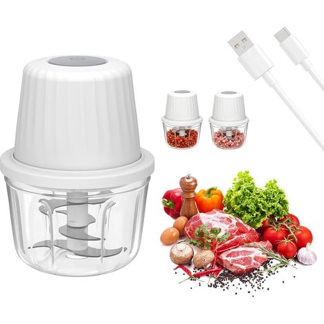Hachoir de cuisine électrique, 400 ml, avec chargement USB, hachoir à légumes, hachoir à oignons, mini robot de cuisine pour viande, noix, fruits, oignons (1/5)