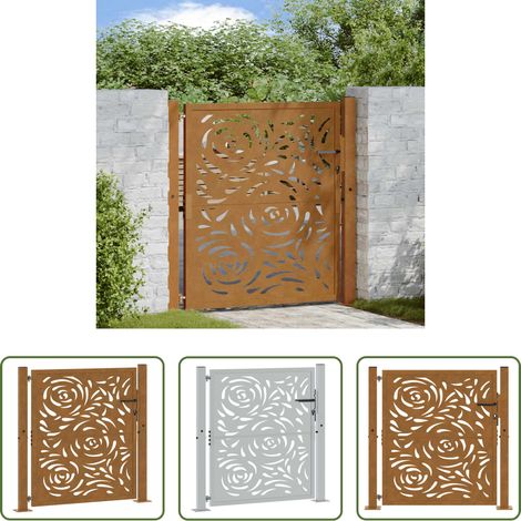 vidaXL Rostig - Gartentor 100x100 cm Verwitterungsstahl Flammendesign (1/5)