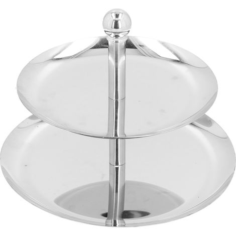 Plateau à fruits en acier inoxydable à 2 niveaux, multifonctionnel et durable, pour cupcakes en libre-service, idéal pour la maison et l'hôtel. (1/5)