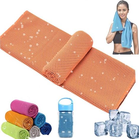 Asciugamani rinfrescanti, asciugamani ghiacciati, asciugamani sportivi rinfrescanti per collo e viso, morbidi e traspiranti, sciarpe da allenamento rinfrescanti e ad asciugatura rapida (arancioni). (1/5)