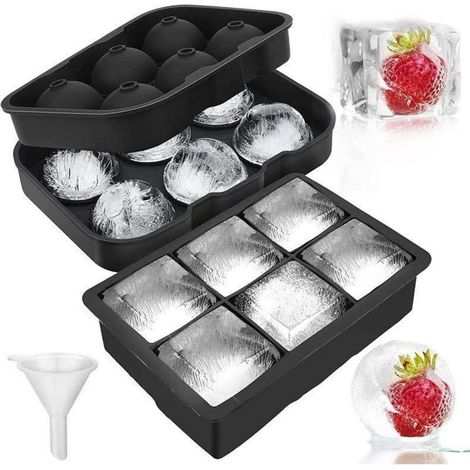Eiswürfelformen Silikon: 6 Kugeln + 6 Quadrate, BPA-frei, wiederverwendbar (1/5)