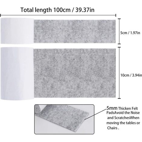 Non-slip felt pads for furniture – 2 rolls (100 pieces Ø10 cm + 100 pieces Ø5 cm) – grey, self-adhesive, high adhesion