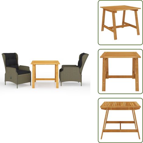 Cuscini da seduta - vidaXL Set Mobili da Pranzo per Giardino 3 pz Marrone - Cuscini da schienale