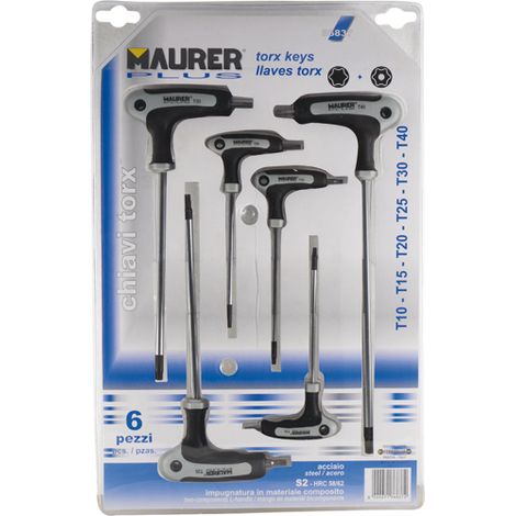 Chiavi Torx a T in Serie 6Pz (T10-40) Maurer Plus Cf. In Blister