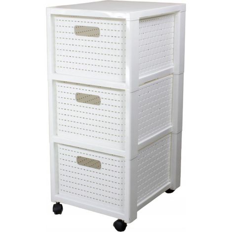 Libreria grande Rotho con 3 cassetti, stile rustico, bianca (1/5)