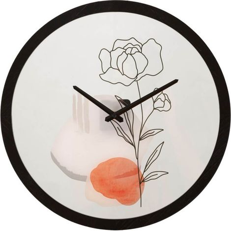 Orologio da parete con rose struttura in ferro e vetro per salotto e cucina -1 rosa (1/5)
