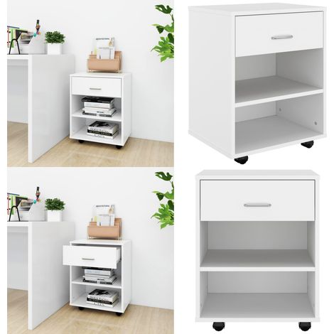 Rollschrank Weiß 46x36x59 cm Holzwerkstoff - Rollcontainer - Weißer Schrank - Büroorganisation - Stauraum - Regal - Home & Living (1/5)