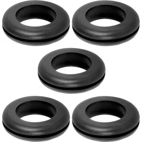 cyclingcolors 5x passacavo in gomma nero gommini elettrico guarnizione anello fori filo spina cavo tappo (D1 = 6.5 x d =4.5 x H1 = 1.2 mm)