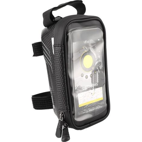 Sacoche de guidon de vélo étanche à coque rigide avec porte-téléphone intégré, noire (1/5)