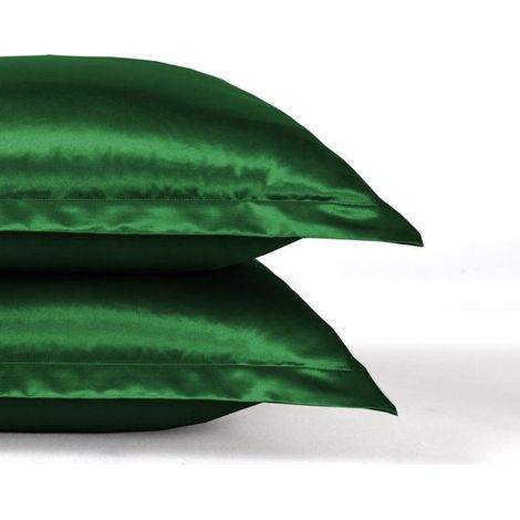 Set de 2 taies d’oreiller satin – 60x70 cm – Vert – Brillant et doux – Confort (1/5)
