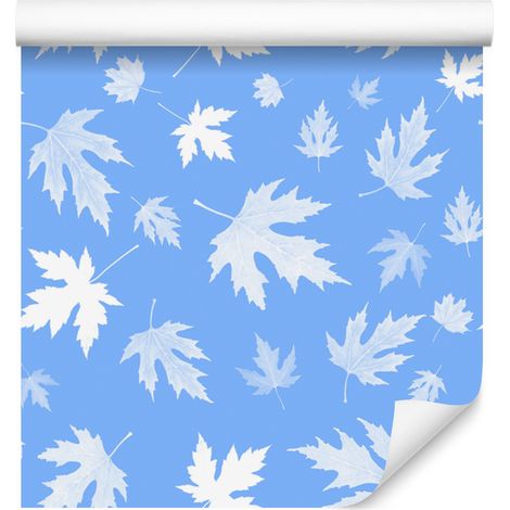Papier peint à motifs de feuilles bleues et blanches pour salon et chambre 50x1000 cm (1/5)
