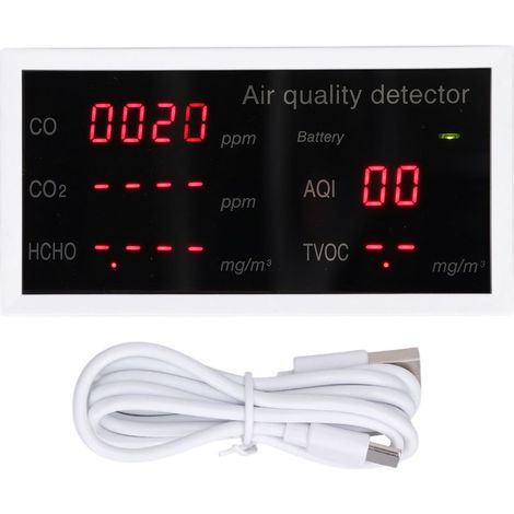 Analyseur de qualité de l'air intérieur 5 en 1 : PM2.5, HCHO, détecteur de dioxyde de carbone, moniteur de CO2 portable,de (1/5)