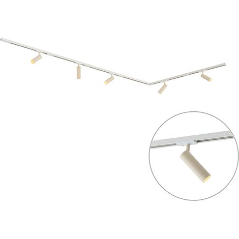 QAZQA Modern Track Lighting System with 5 Spotlights White with