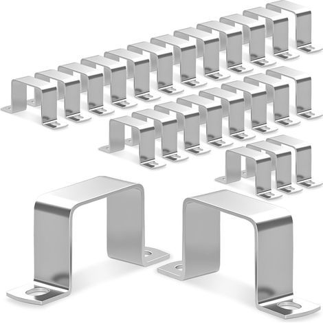 25 Collier Serrage Carre, Acier Inoxydable 304, Forme U, Pour Tubes 10x10mm, Portes Et Canalisations (1/5)